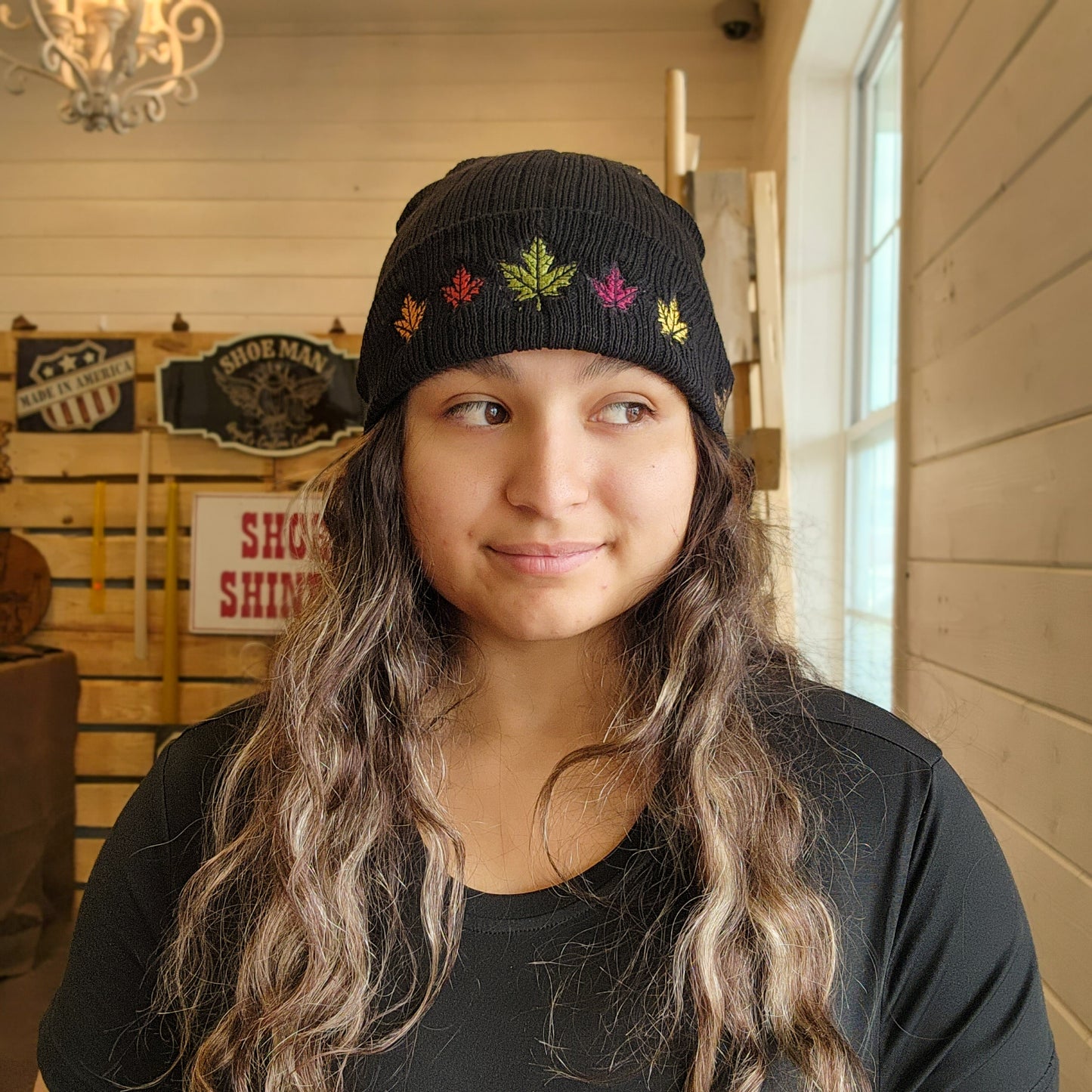 EMBRIODERED FALL LEAF BEANIEThe Shoe Man With Angels Custom Creations