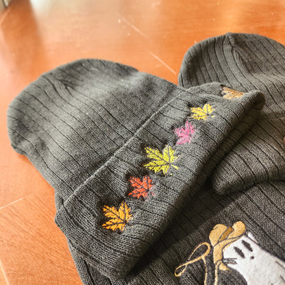 EMBRIODERED FALL LEAF BEANIEThe Shoe Man With Angels Custom Creations