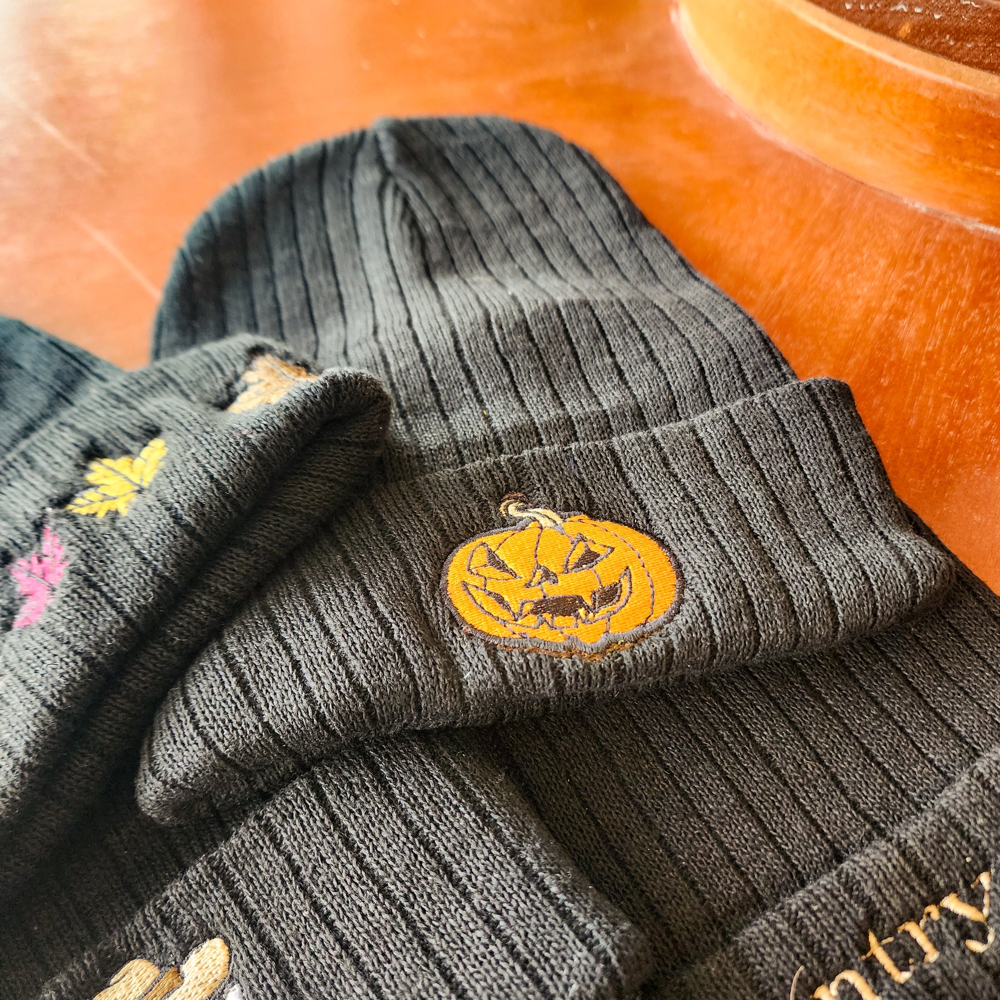 JACK - O - LANTERN BEANIEThe Shoe Man With Angels Custom Creations
