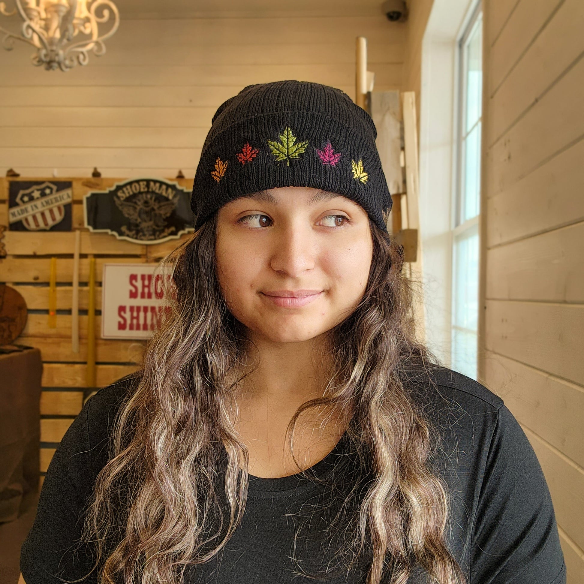 EMBRIODERED FALL LEAF BEANIEThe Shoe Man With Angels Custom Creations