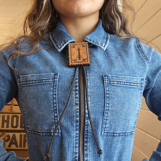 Postage Stamp Guitar Bolo Tie / Western NecklaceThe Shoe Man With Angels Custom Creations