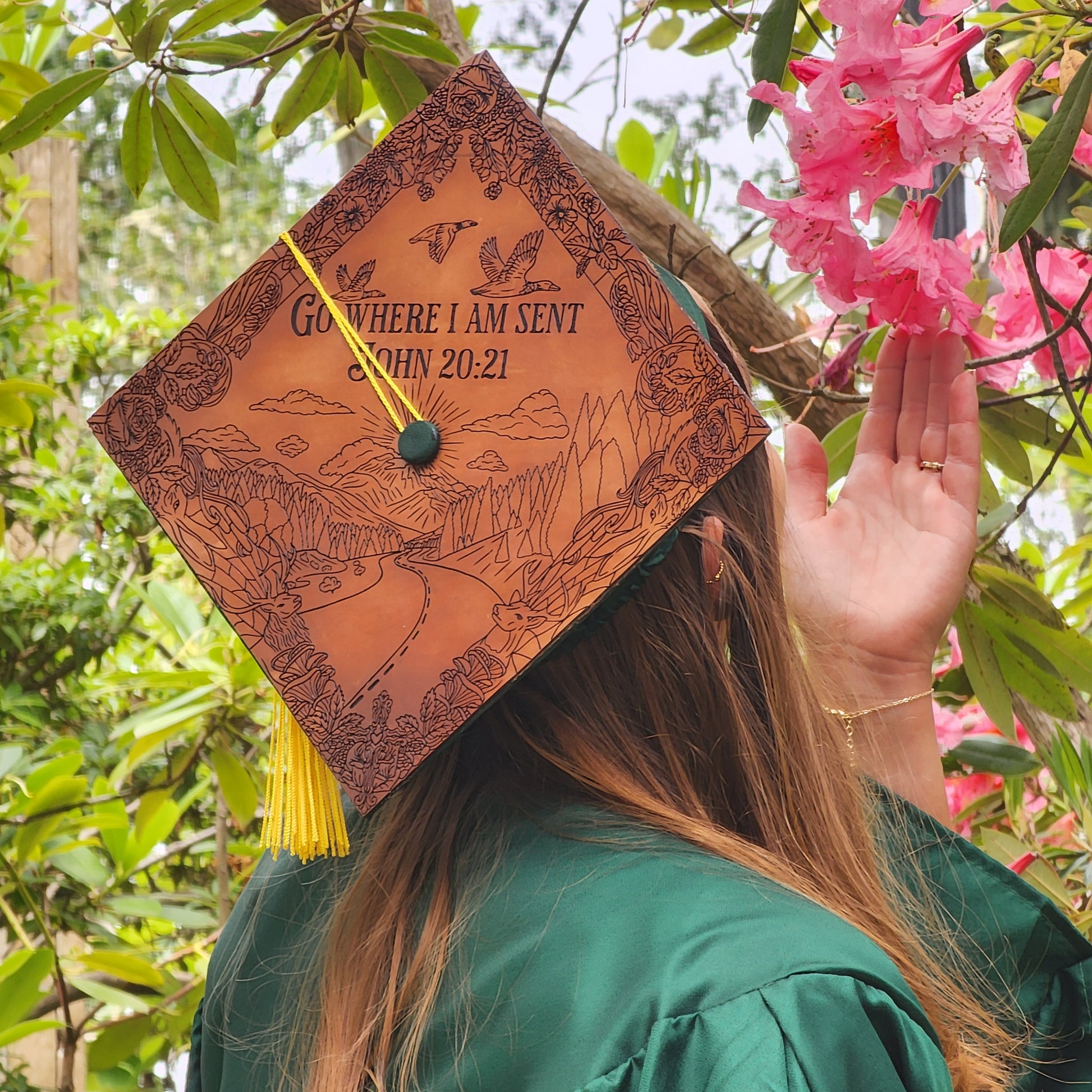 Custom Leather Graduate CapThe Shoe Man With Angels Custom Creations