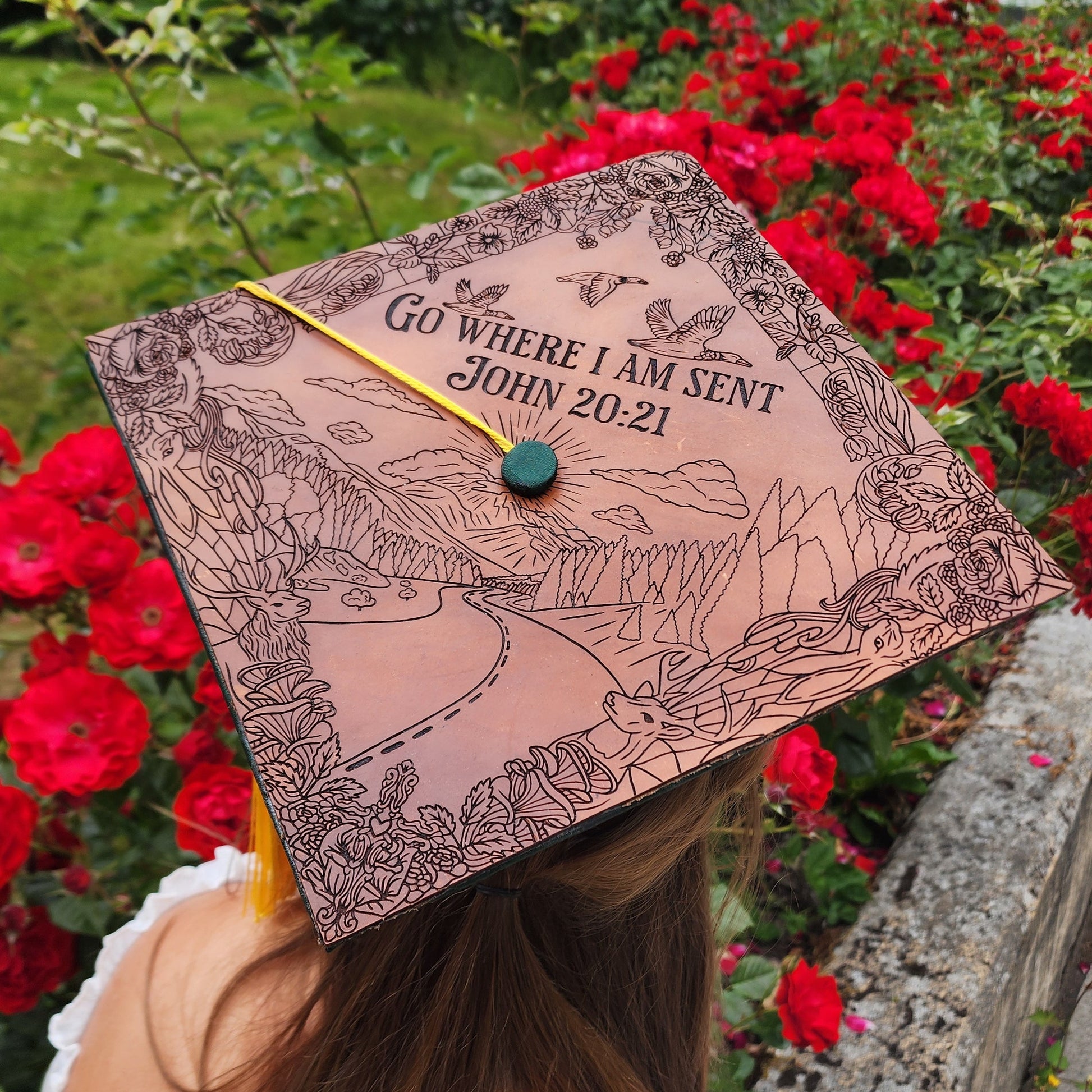 Custom Leather Graduate CapThe Shoe Man With Angels Custom Creations