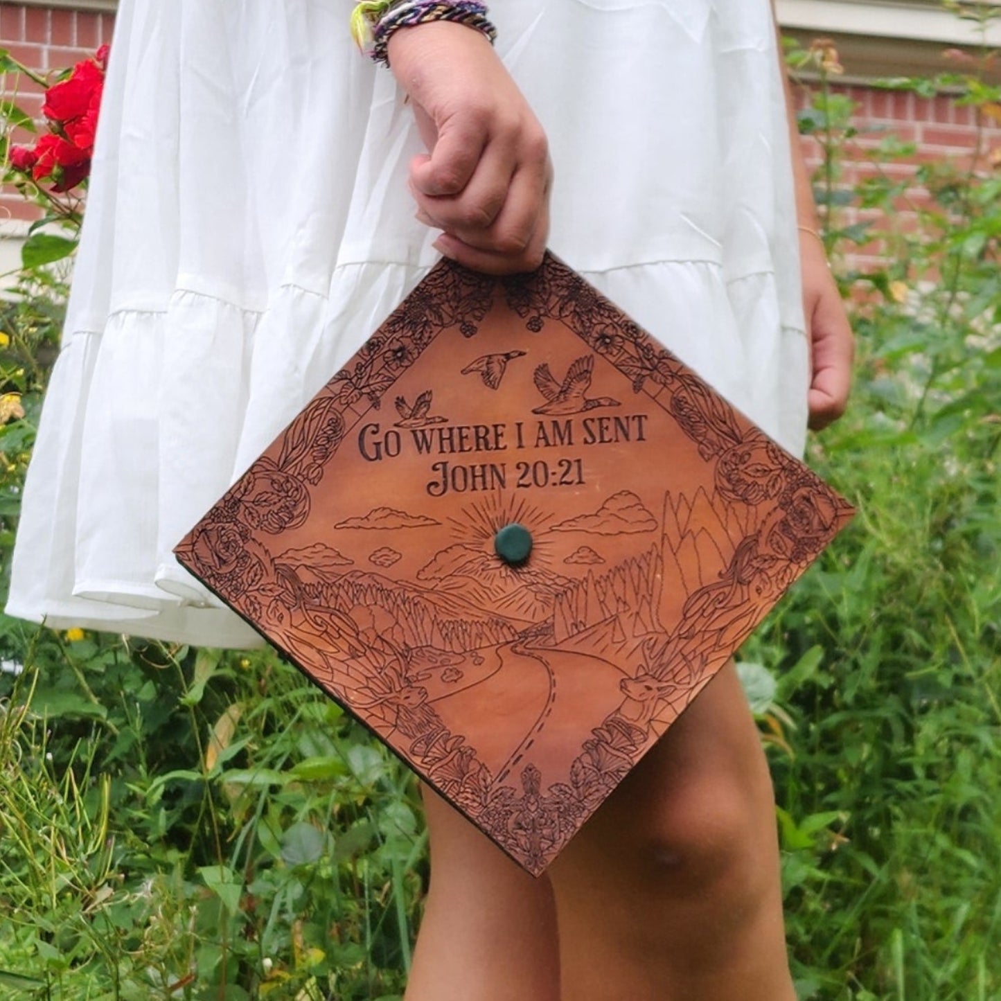 Custom Leather Graduate CapThe Shoe Man With Angels Custom Creations