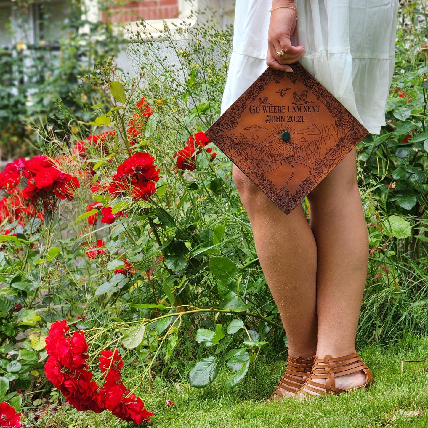 Custom Leather Graduate CapThe Shoe Man With Angels Custom Creations