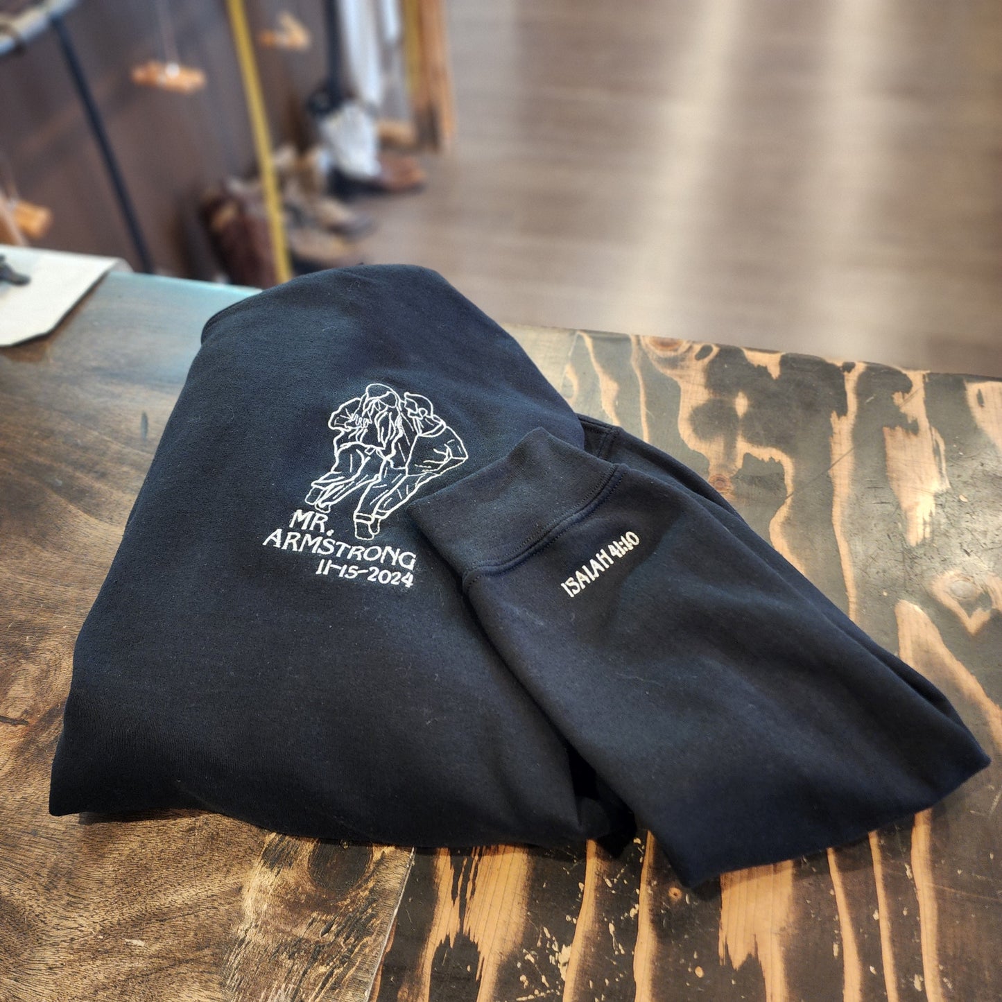 Custom Embroidery for Sweatshirts, Hoodies, & JacketsThe Shoe Man With Angels Custom Creations