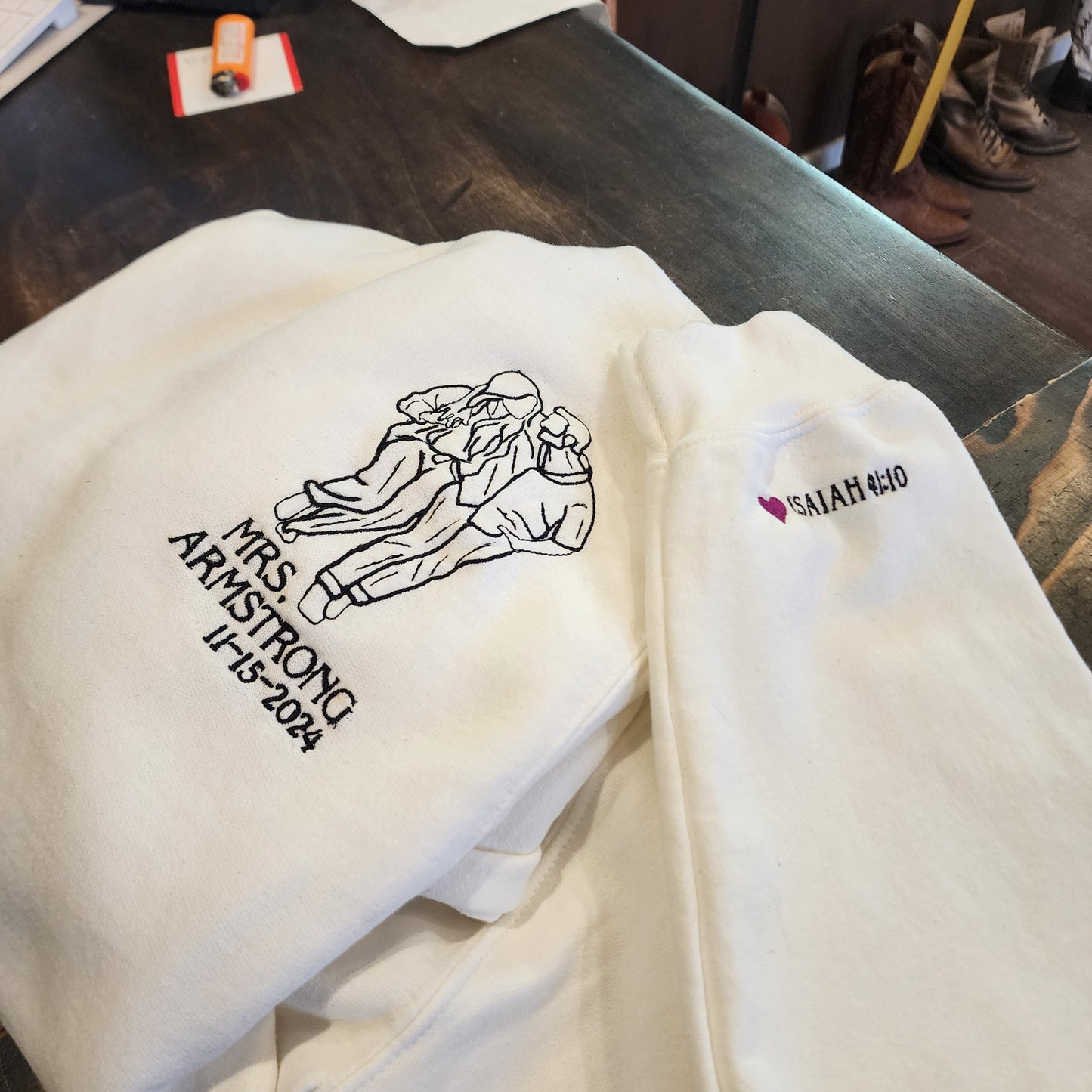 Custom Embroidery for Sweatshirts, Hoodies, & JacketsThe Shoe Man With Angels Custom Creations