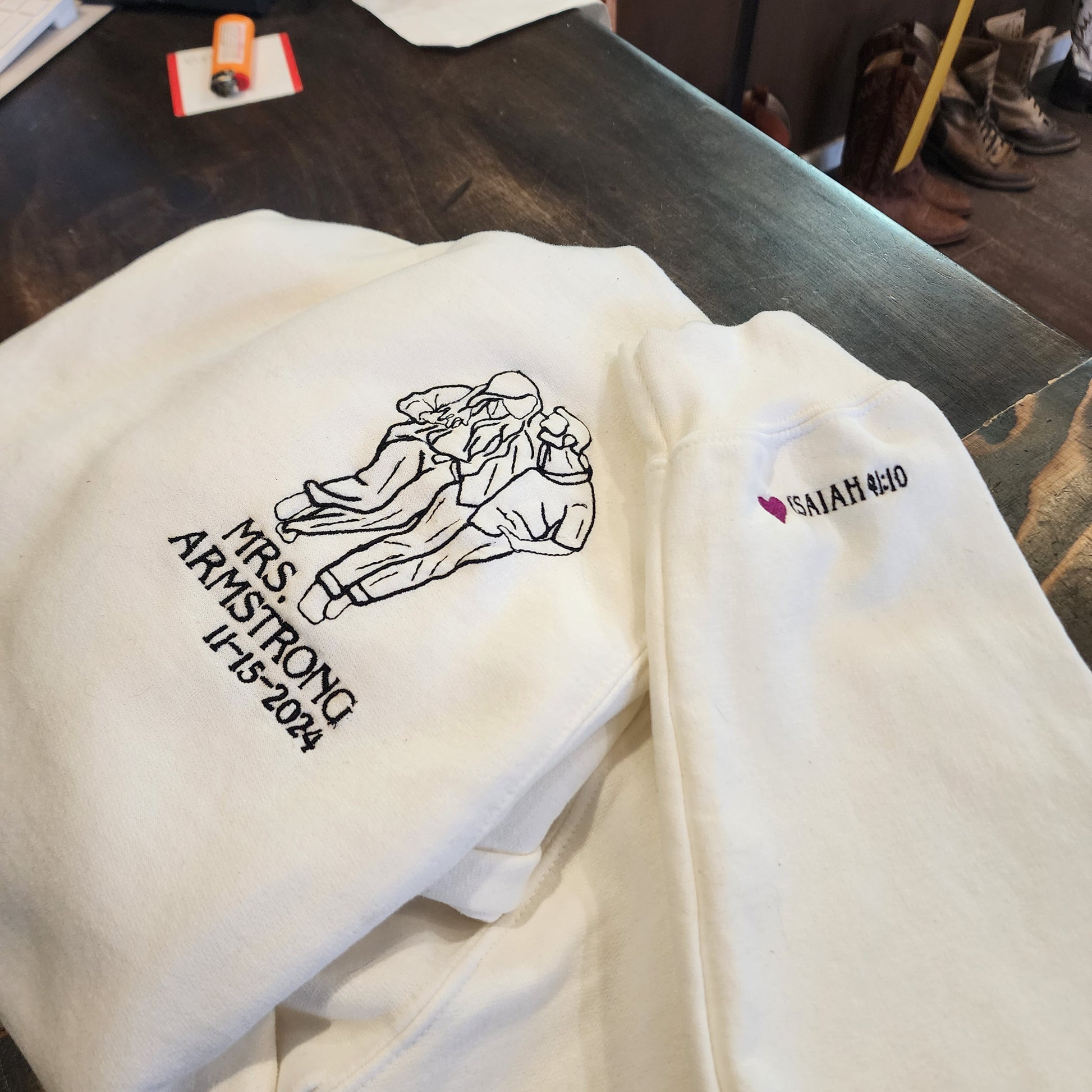 Custom Embroidery for Sweatshirts, Hoodies, & JacketsThe Shoe Man With Angels Custom Creations