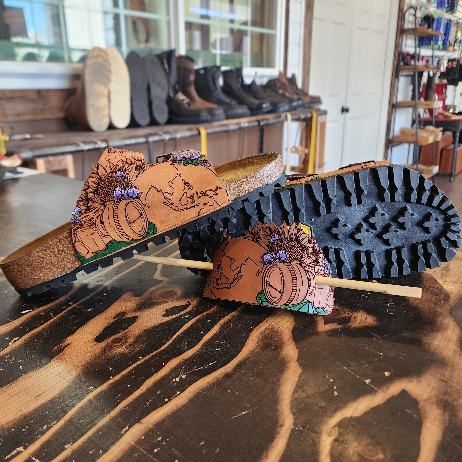 Custom Handcrafted Leather Hairpin - PaintedThe Shoe Man With Angels Custom Creations